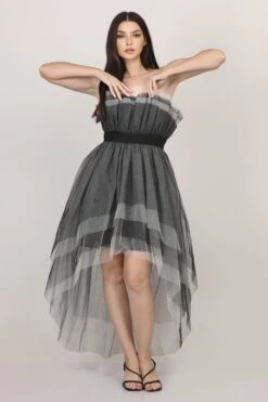 Wednesday High Low Tulle Dress In Black -Lace & Beads Shop 005A0148