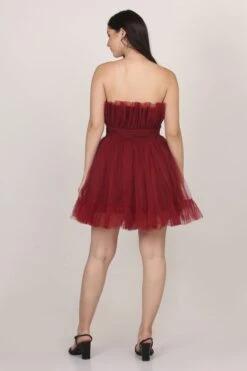 Caspian Tulle Mini Dress In Astro Red -Lace & Beads Shop 005A0191