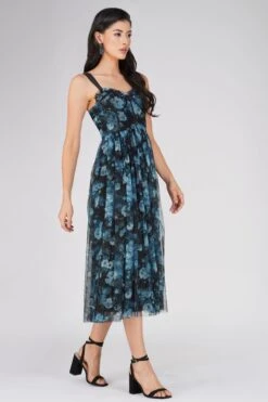 Dane Blue Floral Corset Midi Dress -Lace & Beads Shop 11 5