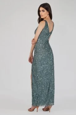 Greyson Teal Sequin Maxi Dress -Lace & Beads Shop 12 23 Copy