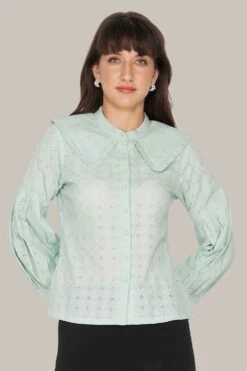 Jerri Cotton Broderie Shirt In Pastel Green 10 Jerri Cotton Broderie Shirt In Pastel Green -Lace & Beads Shop 12 51471fb1 d0ed 43c2 9749 ff69b0877a03