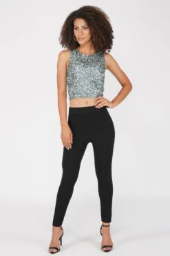 Picasso Teal Sequin Top -Lace & Beads Shop 16 1