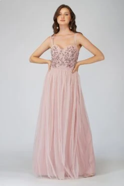 Riva Embellished Corset Maxi Dress In Pink -Lace & Beads Shop 16 6