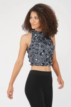 Gui Charcoal Grey Sequin Top -Lace & Beads Shop 18 2