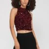 Gui Burgundy Sequin Top 2 Gui Burgundy Sequin Top -Lace & Beads Shop 19 1 Copy