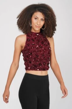 Gui Burgundy Sequin Top -Lace & Beads Shop 19 2
