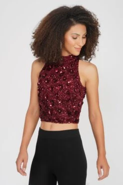 Gui Burgundy Sequin Top -Lace & Beads Shop 19 3