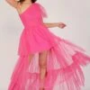 Rowena Bright Pink One Shoulder Tulle Gown -Lace & Beads Shop 1 26 Copy e7e4faa7 4efa 4b9a 870d c51cf654e5f7