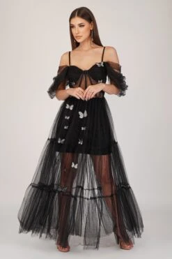 Lottie Butterfly Dress In Black