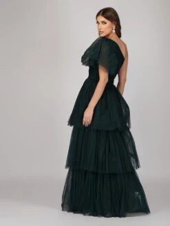 Rowan Emerald Green One Shoulder Tulle Gown -Lace & Beads Shop 1 38 Copy