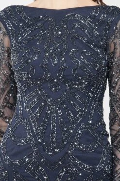 Brooklyn Navy Blue Long Sleeve Sequin Mini Dress -Lace & Beads Shop 1 4