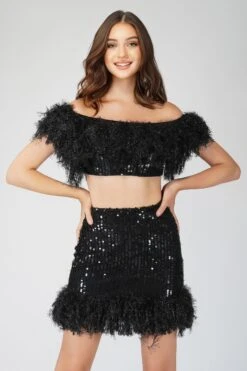 Zuri Sequin Black Feather Top -Lace & Beads Shop 1 7 Copy d160e25f 6688 4fd1 8af2 8579fe3f5f3b