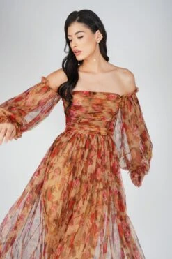 Lana Brown Floral Tulle Dress -Lace & Beads Shop 22 1