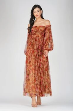 Lana Brown Floral Tulle Dress -Lace & Beads Shop 22 3 bbcc1778 b974 490e ad75 ddf1b2909005