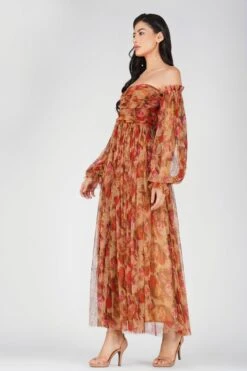 Lana Brown Floral Tulle Dress -Lace & Beads Shop 22 4