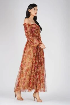 Lana Brown Floral Tulle Dress -Lace & Beads Shop 22 5 1
