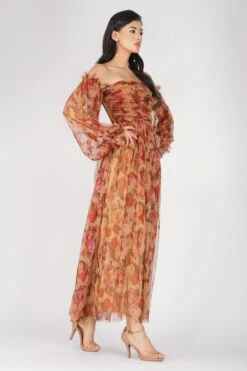 Lana Brown Floral Tulle Dress -Lace & Beads Shop 25 5