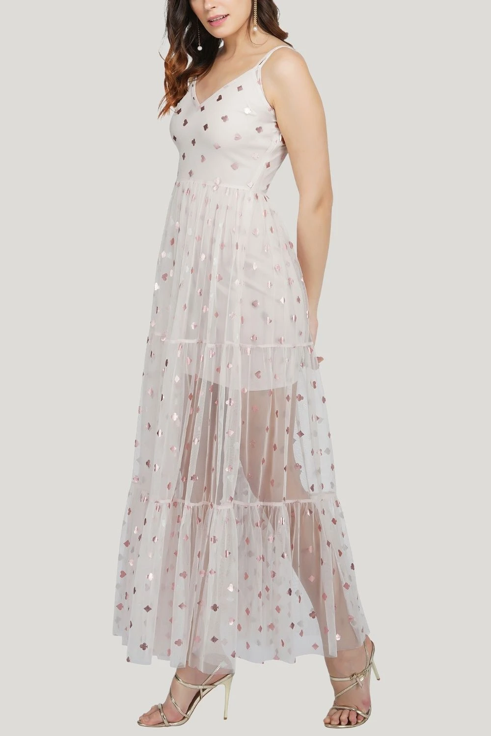 Poppy Mesh Midi Dress In Pink 5 Poppy Mesh Midi Dress In Pink - Image 3