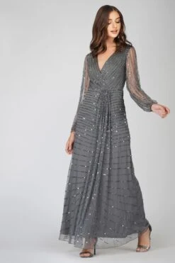 Miya Long Sleeve Grey Bridesmaid Dress 9 Miya Long Sleeve Grey Bridesmaid Dress -Lace & Beads Shop 2 11 Copy