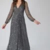 Miya Long Sleeve Grey Bridesmaid Dress