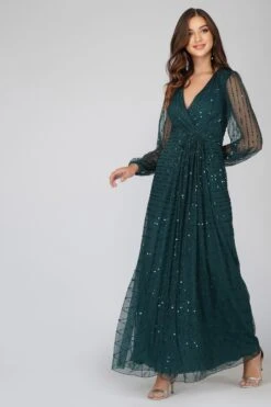 Miya Long Sleeve Green Bridesmaid Dress -Lace & Beads Shop 2 19 Copy