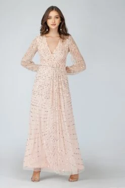 Miya Long Sleeve Blush Pink Bridesmaid Dress -Lace & Beads Shop 2 1 Copy