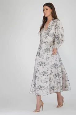 Talia Champagne Satin Wrap Midi Dress -Lace & Beads Shop 37 3