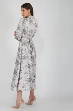 Talia Champagne Satin Wrap Midi Dress -Lace & Beads Shop 37 5