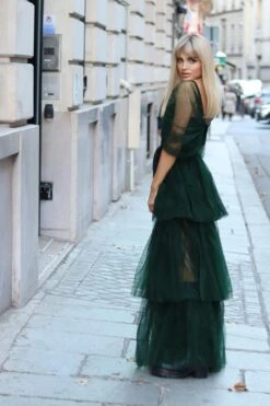 Sydney Off Shoulder Tulle Maxi Dress In Emerald Green -Lace & Beads Shop 3 3a7f6300 c460 46f2 b4d5 9a562a06e77d