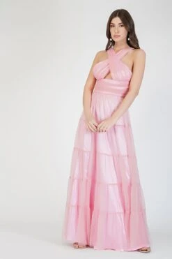 Dreamy Pink Crisscross Front Maxi Dress -Lace & Beads Shop 3 4 211cb403 65be 48cc 8ffc 7df022297343