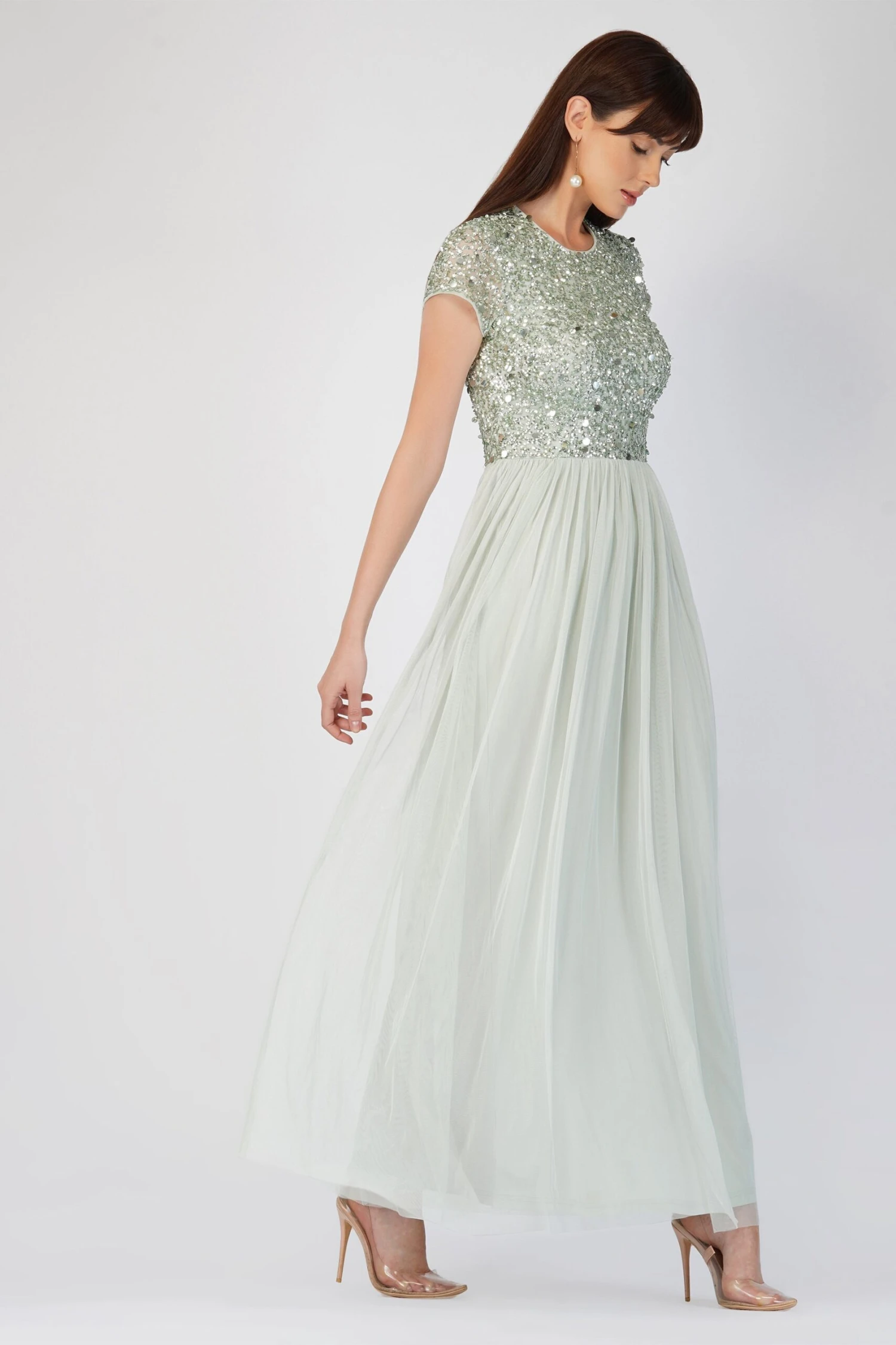 Picasso Short Sleeve Sage Green Embellished Dress 3 Picasso Short Sleeve Sage Green Embellished Dress