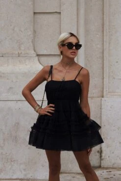 Bethan Structured Tulle Mini Dress In Black -Lace & Beads Shop 4A1C5D90 BA00 406E 973E D7EE90EBC2C5