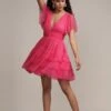 Madison Bright Pink Tulle Mini Dress