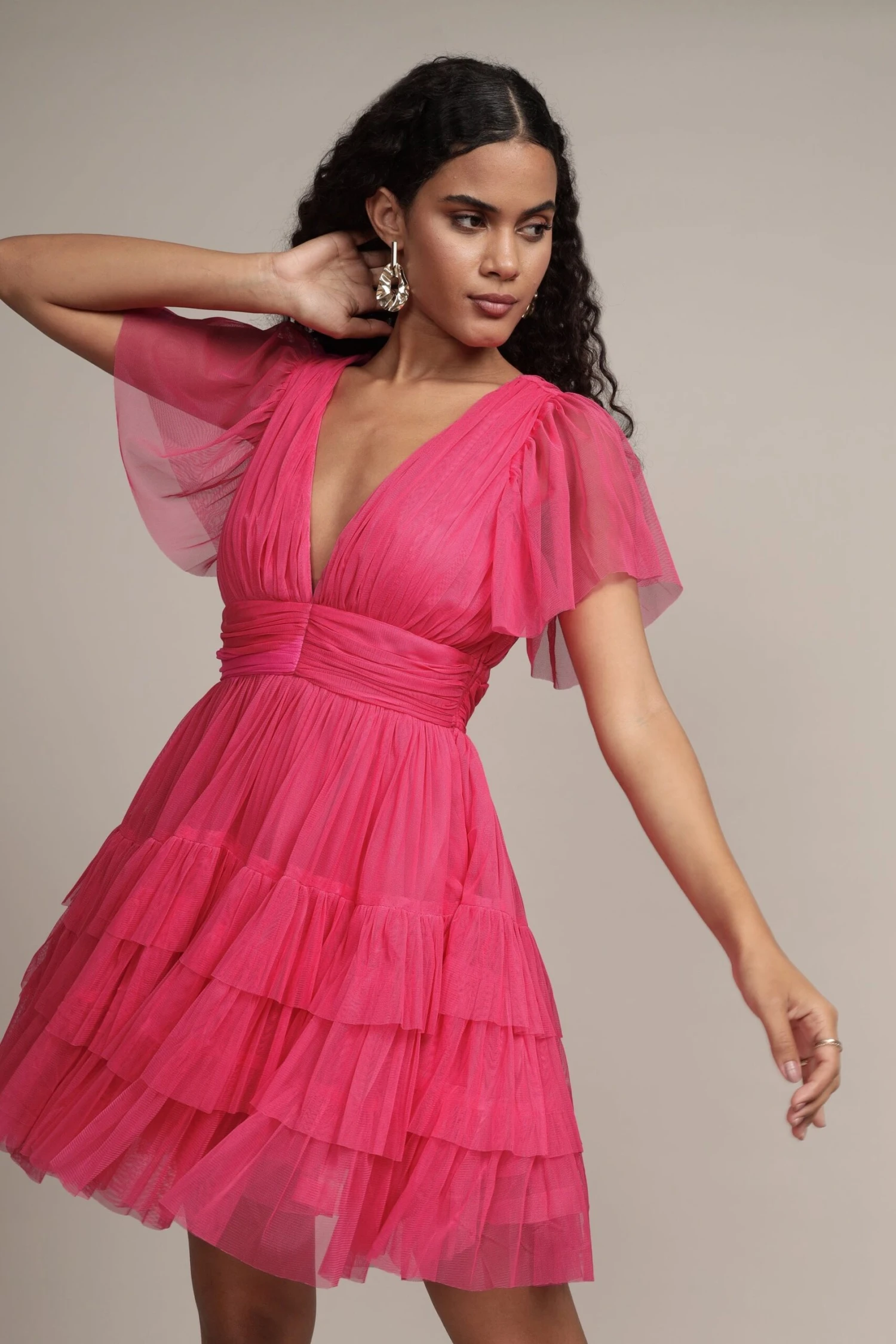 Madison Bright Pink Tulle Mini Dress 4 Madison Bright Pink Tulle Mini Dress - Image 2