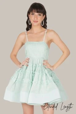 Bethan Cotton Mini Dress In Sage -Lace & Beads Shop 54 1c471248 0d28 4489 982c 593728693e0a