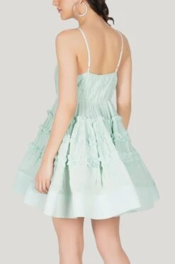 Bethan Cotton Mini Dress In Sage -Lace & Beads Shop 55