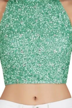 Gui Pastel Green Sequin Top -Lace & Beads Shop 5 f25f2d3b feb3 4b1e ab3d 2cbcddc1165a