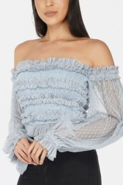 Rolf Top In Blue Polka -Lace & Beads Shop 72