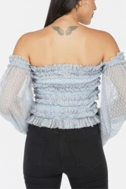 Rolf Top In Blue Polka -Lace & Beads Shop 73