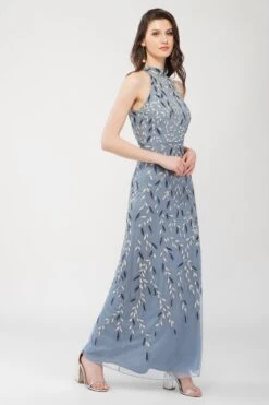 Arina Blue Embellished Maxi Dress -Lace & Beads Shop ArinaMaxiDress 1