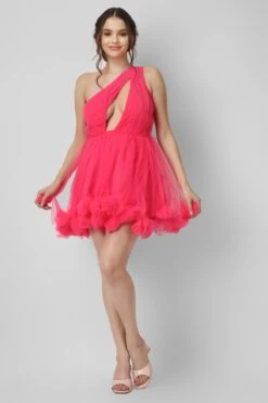 Aurelia Pink Pom Pom Mini Dress -Lace & Beads Shop AureliaMiniinPink 4