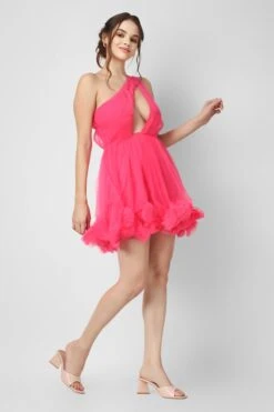 Aurelia Pink Pom Pom Mini Dress -Lace & Beads Shop AureliaMiniinPink 6