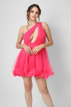 Aurelia Pink Pom Pom Mini Dress -Lace & Beads Shop AureliaMiniinPink 7