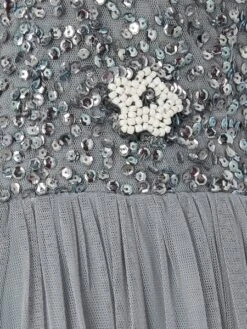 Avon Bridesmaid Maxi In Grey -Lace & Beads Shop Avondetail