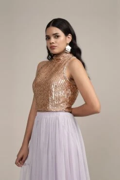 Beetle Embellished High Neck Top In Pink -Lace & Beads Shop Beetle HN Top 6