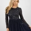 Belle Navy Blue Long Sleeve Bridesmaid Dress -Lace & Beads Shop BelleMaxiDressinNavyBlue 5 edited