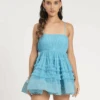 Bethan Structured Tulle Mini Dress In Blue 1 Bethan Structured Tulle Mini Dress In Blue -Lace & Beads Shop Bethan Mini in Blue 2