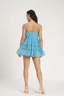 Bethan Structured Tulle Mini Dress In Blue 12 Bethan Structured Tulle Mini Dress In Blue -Lace & Beads Shop Bethan Mini in Blue 4