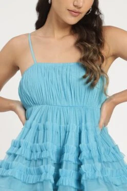 Bethan Structured Tulle Mini Dress In Blue 16 Bethan Structured Tulle Mini Dress In Blue -Lace & Beads Shop Bethan Mini in Blue 9