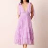 Bow Shoulder Madison Midi Dress In Lilac -Lace & Beads Shop BowShoulderMidiinLilac 7